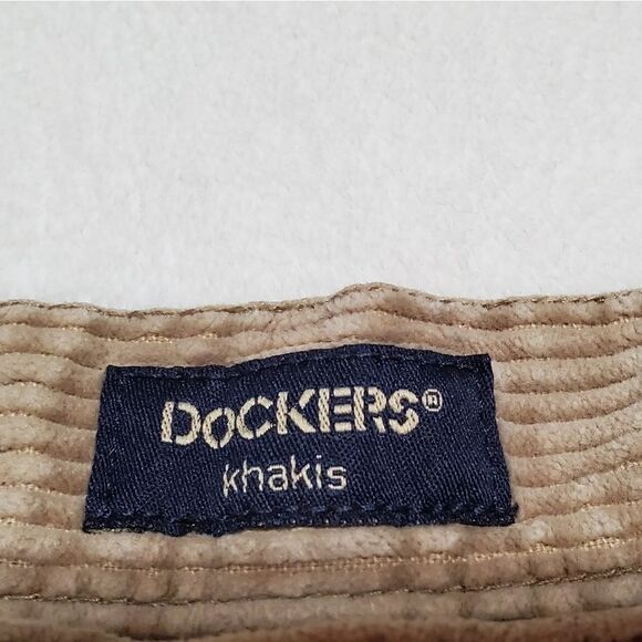 VINTAGE 1990s Dockers Corduroy Khaki Pleated Waist High Rise Cuffed Pants 12 - Picture 10 of 13